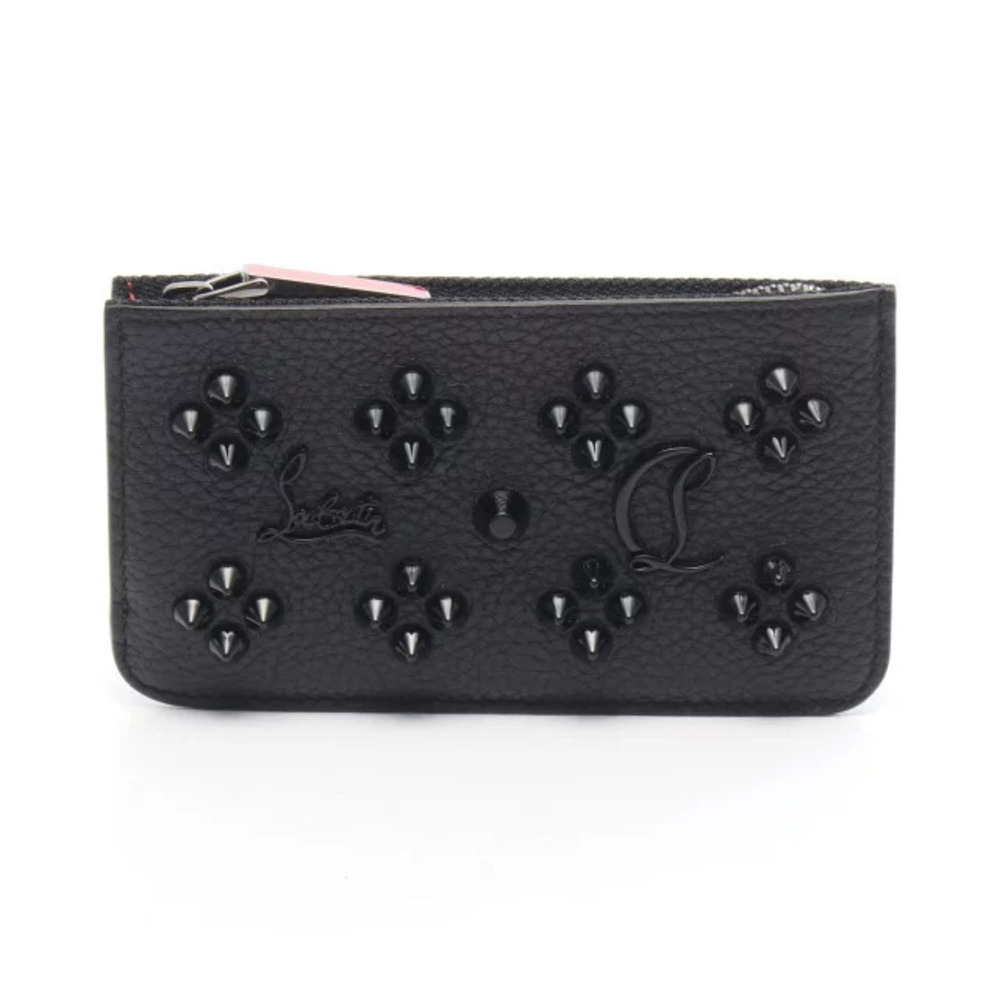 Christian Louboutin studded Card Case Wallet coin purse wallet leather black red